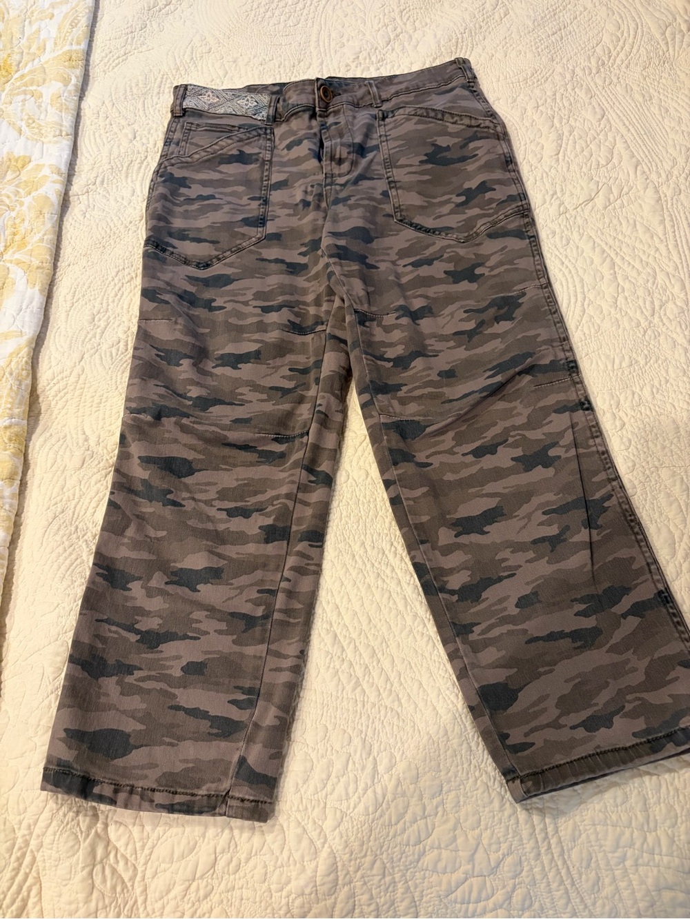 Anthropologie Women's Camo Jeans - Gray & Olive camo